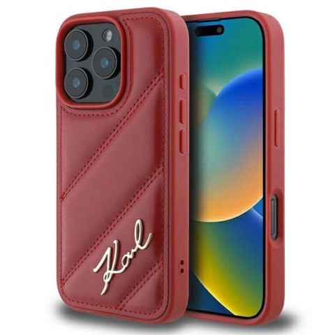 Etui Karl Lagerfeld Quilted Signature na iPhone 16 Pro - czerwone Karl Lagerfeld