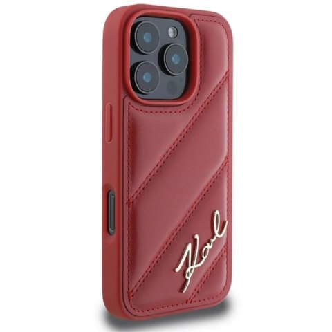Etui Karl Lagerfeld Quilted Signature na iPhone 16 Pro - czerwone Karl Lagerfeld