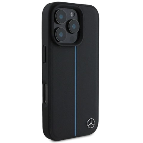 Etui Mercedes MB Blue Line Leather MagSafe na iPhone 16 Pro - czarne Mercedes