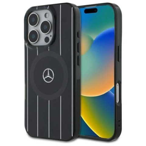 Etui Mercedes MB Double Layer Crossed Lines MagSafe na iPhone 16 Pro - czarne Mercedes