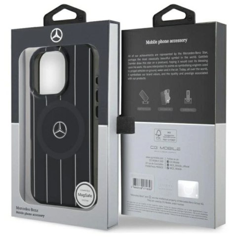 Etui Mercedes MB Double Layer Crossed Lines MagSafe na iPhone 16 Pro - czarne Mercedes