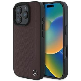 Etui Mercedes MB Wood Imitation Leather MagSafe na iPhone 16 Pro Max - czerwone Mercedes