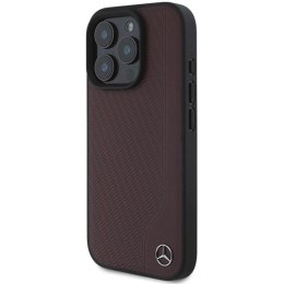 Etui Mercedes MB Wood Imitation Leather MagSafe na iPhone 16 Pro - czerwone Mercedes