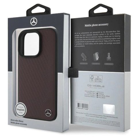 Etui Mercedes MB Wood Imitation Leather MagSafe na iPhone 16 Pro - czerwone Mercedes