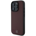 Etui Mercedes Textured And Plain Leather MagSafe na iPhone 16 Pro - czerwone Mercedes