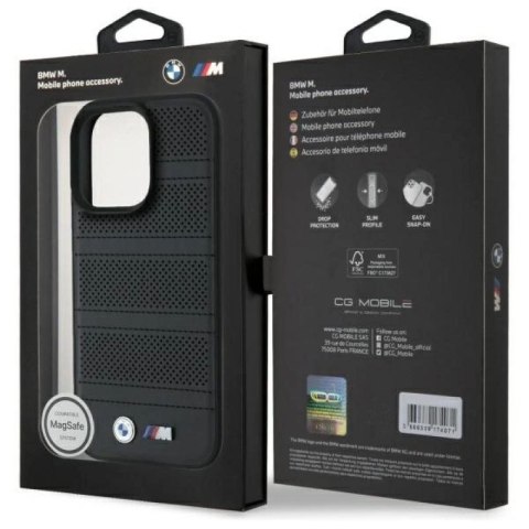 Etui BMW M Perforated And Stitched Line MagSafe na iPhone 16 Pro Max - czarne BMW