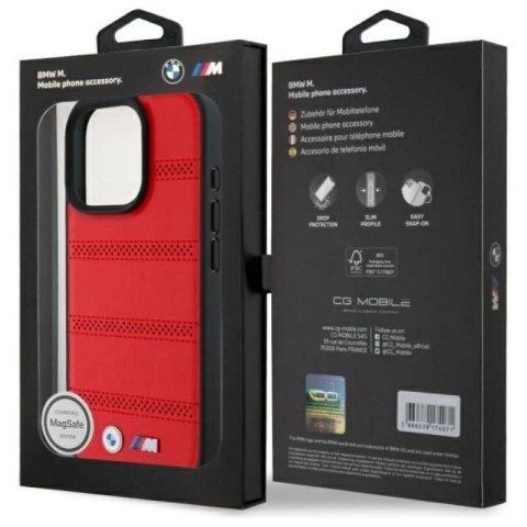 Etui BMW M Perforated And Stitched Line MagSafe na iPhone 16 Pro Max - czerwone BMW