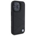 Etui BMW Sign Leather Crossing Lines Pattern na iPhone 16 Pro Max - czarne BMW