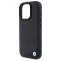 Etui BMW Sign Leather Crossing Lines Pattern na iPhone 16 Pro Max - czarne BMW