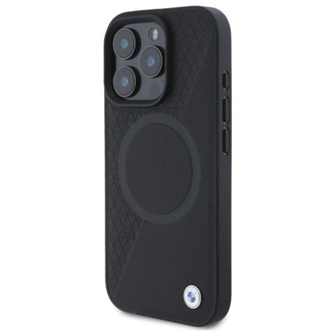 Etui BMW Sign Leather Half Textured And Circle MagSafe na iPhone 16 Pro Max - czarne BMW