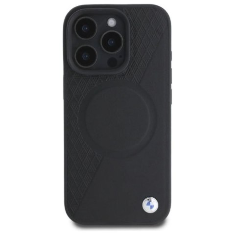 Etui BMW Sign Leather Half Textured And Circle MagSafe na iPhone 16 Pro Max - czarne BMW