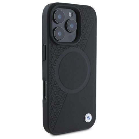 Etui BMW Sign Leather Half Textured And Circle MagSafe na iPhone 16 Pro Max - czarne BMW