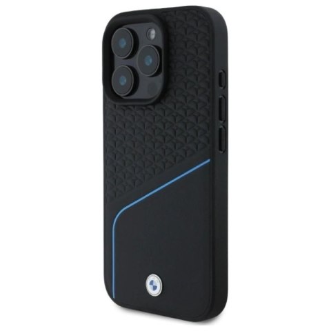 Etui BMW Sign Leather Textured And Line MagSafe na iPhone 16 Pro Max - czarne BMW
