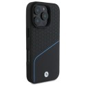 Etui BMW Sign Leather Textured And Line MagSafe na iPhone 16 Pro Max - czarne BMW
