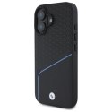 Etui BMW Sign Leather Textured And Line MagSafe na iPhone 16 - czarne BMW