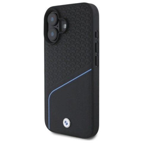 Etui BMW Sign Leather Textured And Line MagSafe na iPhone 16 - czarne BMW