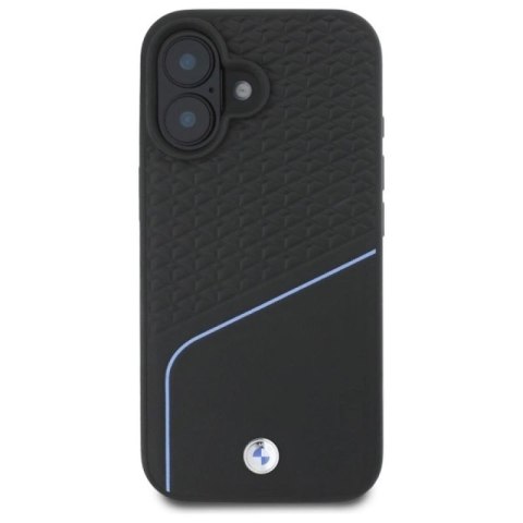 Etui BMW Sign Leather Textured And Line MagSafe na iPhone 16 - czarne BMW
