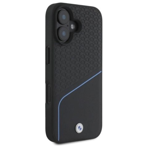 Etui BMW Sign Leather Textured And Line MagSafe na iPhone 16 - czarne BMW