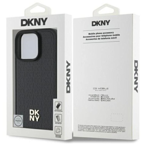 Etui DKNY Repeat Pattern Stack Logo MagSafe na iPhone 16 Pro Max - czarne DKNY