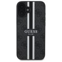 Etui Guess 4G Printed Stripes MagSafe na iPhone 16 - czarne Guess
