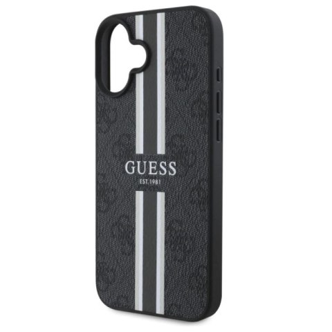 Etui Guess 4G Printed Stripes MagSafe na iPhone 16 - czarne Guess