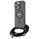 Etui Guess Crossbody Cord Script MagSafe na iPhone 16 Pro Max - czarne Guess