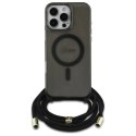 Etui Guess Crossbody Cord Script MagSafe na iPhone 16 Pro Max - czarne Guess