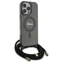 Etui Guess Crossbody Cord Script MagSafe na iPhone 16 Pro Max - czarne Guess