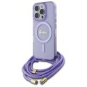 Etui Guess Crossbody Cord Script MagSafe na iPhone 16 Pro Max - fioletowe Guess