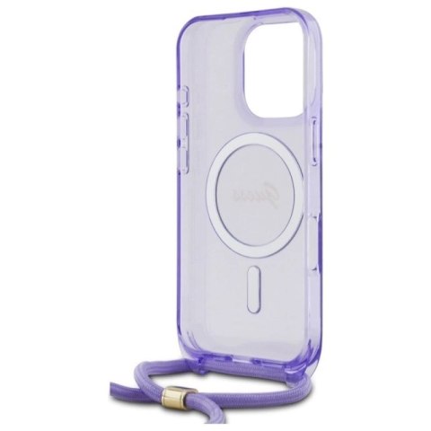 Etui Guess Crossbody Cord Script MagSafe na iPhone 16 Pro Max - fioletowe Guess