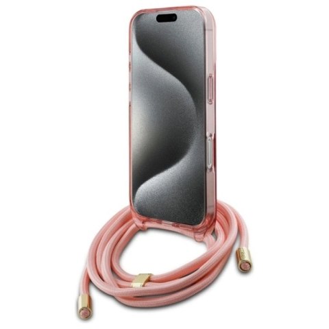 Etui Guess Crossbody Cord Script MagSafe na iPhone 16 Pro Max - różowe Guess