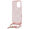 Etui Guess Crossbody Cord Script MagSafe na iPhone 16 Pro - różowe Guess