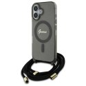 Etui Guess Crossbody Cord Script MagSafe na iPhone 16 - czarne Guess