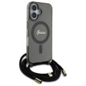 Etui Guess Crossbody Cord Script MagSafe na iPhone 16 - czarne Guess