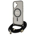 Etui Guess Crossbody Cord Script MagSafe na iPhone 16 - czarne Guess