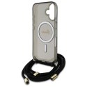 Etui Guess Crossbody Cord Script MagSafe na iPhone 16 - czarne Guess