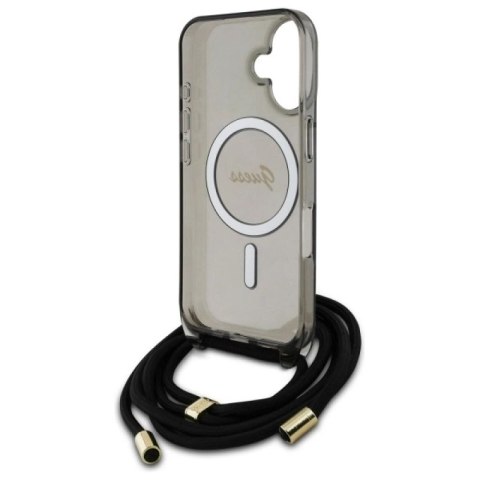 Etui Guess Crossbody Cord Script MagSafe na iPhone 16 - czarne Guess