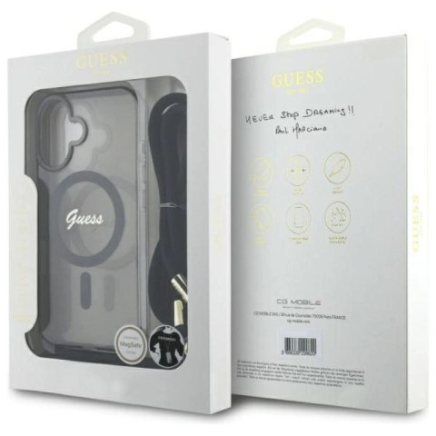 Etui Guess Crossbody Cord Script MagSafe na iPhone 16 - czarne Guess