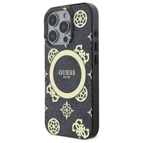 Etui Guess IML Peony On 4G Background MagSafe na iPhone 16 Pro - czarne Guess