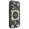 Etui Guess IML Peony On 4G Background MagSafe na iPhone 16 Pro - czarne Guess