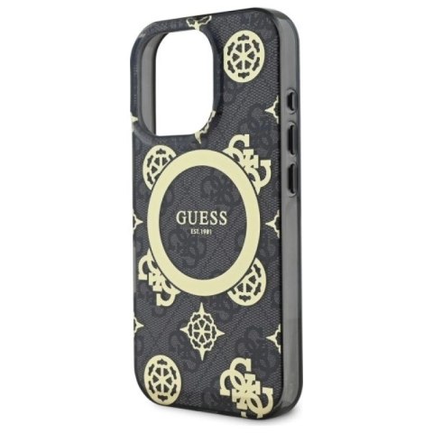 Etui Guess IML Peony On 4G Background MagSafe na iPhone 16 Pro - czarne Guess