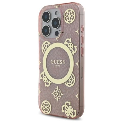 Etui Guess IML Peony On 4G Background MagSafe na iPhone 16 Pro - różowe Guess
