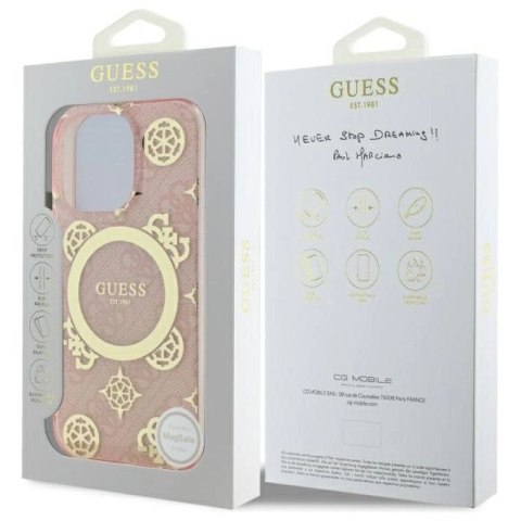 Etui Guess IML Peony On 4G Background MagSafe na iPhone 16 Pro - różowe Guess