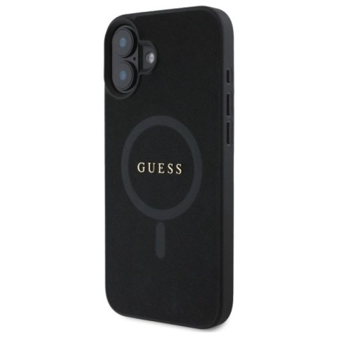 Etui Guess Saffiano Classic Logo MagSafe na iPhone 16 - czarne Guess