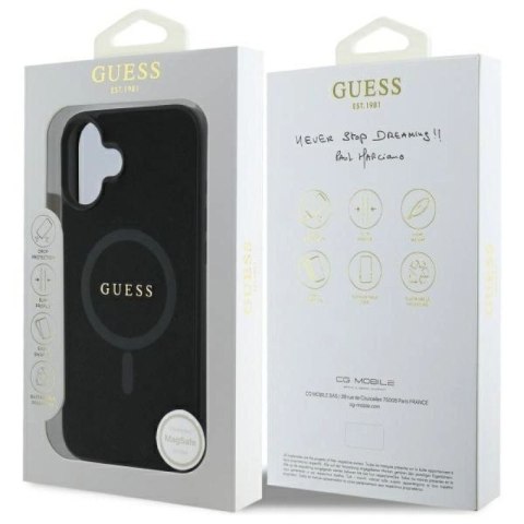 Etui Guess Saffiano Classic Logo MagSafe na iPhone 16 - czarne Guess