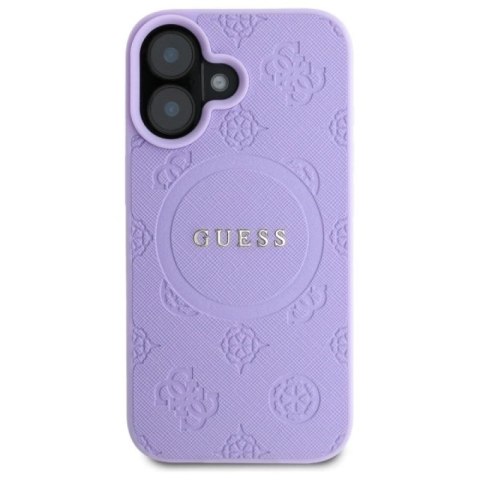 Etui Guess Saffiano Peony Classic Logo MagSafena iPhone 16 Plus - fioletowe Guess