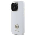 Etui Guess Silicone Logo Strass 4G na iPhone 16 Pro - białe Guess