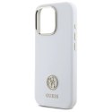 Etui Guess Silicone Logo Strass 4G na iPhone 16 Pro - białe Guess