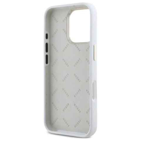 Etui Guess Silicone Logo Strass 4G na iPhone 16 Pro - białe Guess