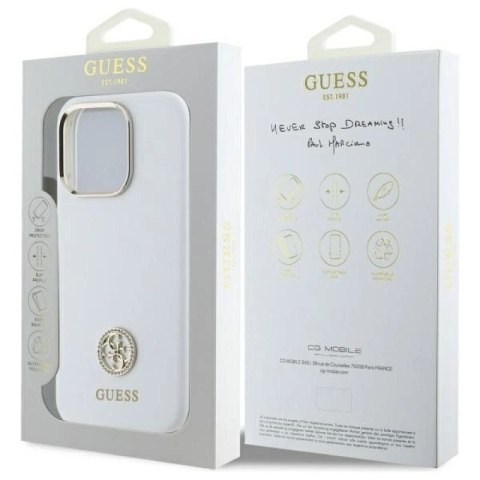 Etui Guess Silicone Logo Strass 4G na iPhone 16 Pro - białe Guess